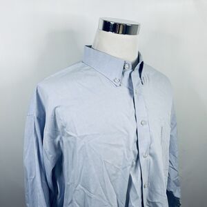 Stafford 20 36/37 Big Travel Performance Pinpoint Oxford Dress Shirt Blue